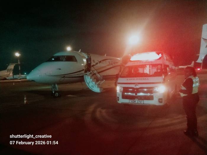 Ambulance at the aircraft steps